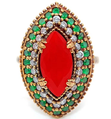 Ottoman Empire Style 5CT Treated Ruby 925 Sterling Silver Ring Sz 7 TT2 - Image 1 of 3