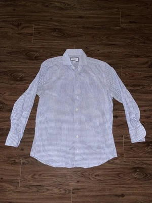 Charles Tyrwhitt Shirt Mens 15.5 32 Blue White Check Slim Fit Non Iron Dress - Image 1 of 4