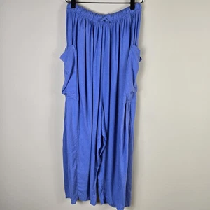 Free People Pants Womens Medium Blue Quinn Wide Leg Linen Blend New - Picture 1 of 15
