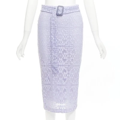 Falda lápiz BURBERRY Runway lila púrpura mezcla algodón encaje cinturón IT36 XXS Foto 1 de 4