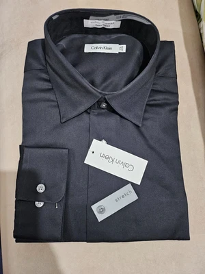 Calvin Klein Men Stretch Dress Shirt Size 17.5 32/33 - NEW - Black - Image 1 of 4