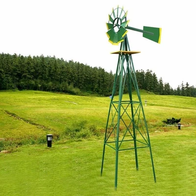 Molino de viento de metal verde de 8 pies para decoración de jardín resistente a la intemperie ENVÍO A EE. UU. Foto 1 de 4