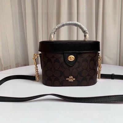 COACH 78277 Kay Crossbody Handbag Canvas + Smooth Leather Dark Brown Women's - Image 1 of 4