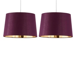 Set of 2 Burgundy with Gold Easy Fit Lightshade Lampshade Pendant or Lamp Shades - Picture 1 of 6