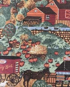 Vtg Country Farm Harvest Tablecloth Farm Horse Folk Art Joan Kessler Style READ - Picture 1 of 18