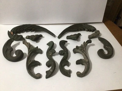 Apliques de piezas de diseño de madera tallada de roble ornamentado vintage de bandeja de muebles antiguos Foto 1 de 4