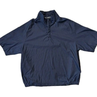 Vtg Sunice Mens XXL Windbreaker 1/4 Snapshort Sleeve Golf Nylon Navy Blue Fish - Image 1 of 4