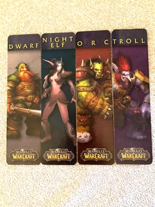 4 World of Warcraft Bookmarks 2005 Dwarf Night Elf Troll ORC Video Game - Picture 1 of 5