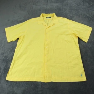 Ralph Lauren Shirt Mens 2XL XXL Yellow Linen Cotton Short Sleeve Button Up Camp - Picture 1 of 9
