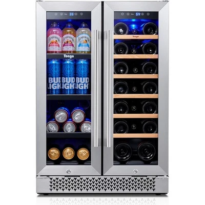Yeego 24" Wine Cooler&Beverage Refrigerators 60 Cans And 20 Bottles Dual Zone - Image 1 of 4