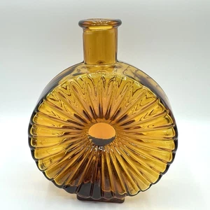 Glas Karaffe Flasche Bernsteinfarben Sonnenstrahlen Sonne Empoli Stil Pressglas - Bild 1 von 15