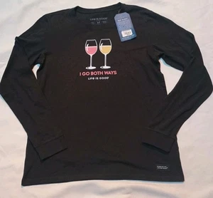 Life Is Good Langarm Crusher T-Shirt I Go Both Ways Gr. M Damen NEU Neu mit Etikett - Bild 1 von 5