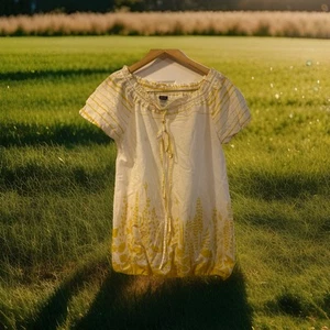 Patagonia Baumwolle Bauernbluse geblümt leichtes Sommertop Gr. Small - Bild 1 von 3