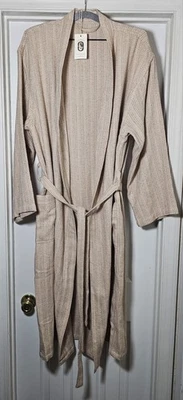 Chaqueta a Rayas Odd Bird Gelin Robe Collection Talla XL Secado Rápido Beige Índigo Foto 1 de 4