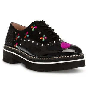 Mocassino Betsey Johnson PIXXY plateau abito ballerine donna taglia 7M 1,5 pollici guarigione - Foto 1 di 7