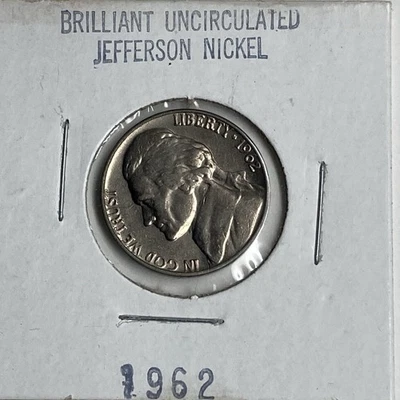 1962 Jefferson Nickel Five Cent Coin.  YOU GRADE. ACTUAL COIN SHOWN IN PHOTOS. - Image 1 of 2