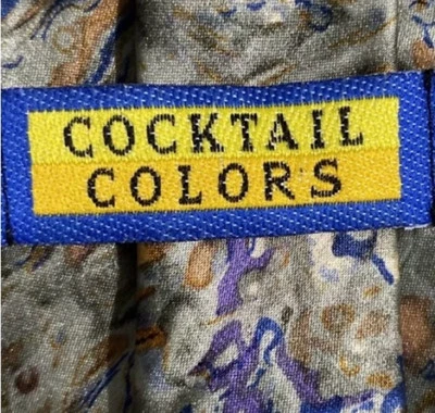 Cocktail Collection Mens 100% Silk Tie gold / Green 57 x 3.5 Made in USA - Image 1 of 4