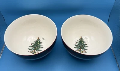 SPODE Christmas Tree Collection TARTAN 6 Inch Rice Bowl, Set of 2 - Image 1 of 4