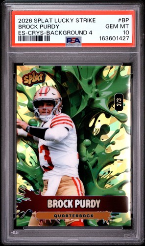2026 WILD CARD SPLAT LUCKY STRIKE EMERALD SPLAT #BP BROCK PURDY 2/3 PSA ...