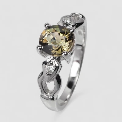 925 Sterling Silver Handmade Fine Jewelry Rings Olive Green Tourmaline 1.13Ct - Image 1 of 4