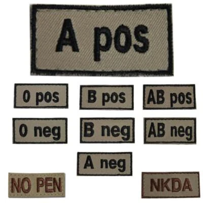 ERICH FRITZSCH KG Abzeichen Blutgruppe NO PEN NKDA Patch khaki Aufnäher Stoff Blood