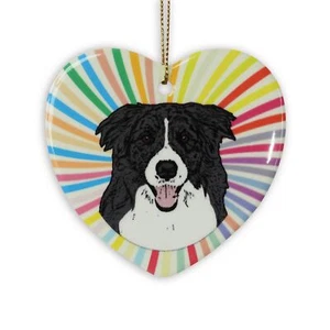 Border Collie Heart Ornament - Ceramic - Picture 1 of 1
