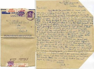 BRITISH NAVAL FLEET MAIL CENSORED AIRLETTER MARITIME MAIL CIRCLE to SALE GB 1944 - Picture 1 of 3