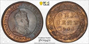 1908 Canada Large Cent PCGS MS64BN Lot#G035 Choice UNC! - Picture 1 of 4
