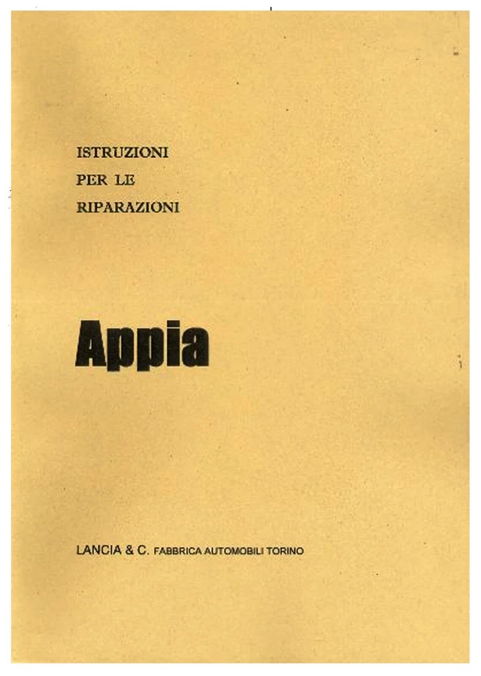 LANCIA APPIA 1-2-3 serie – ISTRUZIONI PER LE RIPARAZIONI Foto 1 de 1