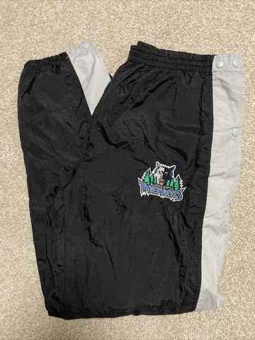 Vintage Minnesota Timberwolves NBA Tearaway Snap Pants 90s Sz Med Logo Athletic Cover