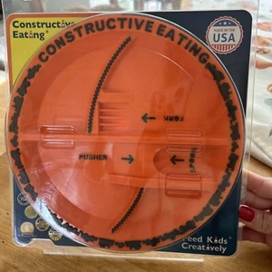Constructive Eating Plate - Orange - Made in USA - Feed Kids Creatively - New - Picture 1 of 6