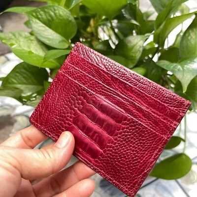 OSTRICH Leather SKIN Credit Card Holder DOUBLE SIDE Genuine OSTRICH Red - Image 1 of 4