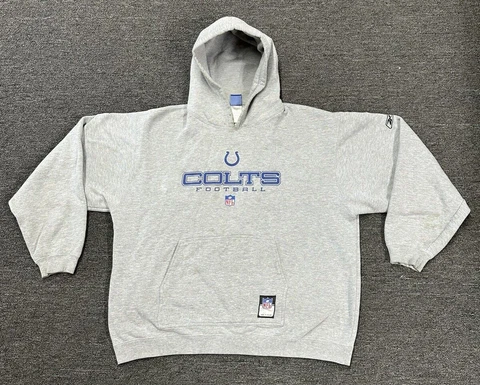 1990's NFL Team Apparel "Indianapolis Colts" Gray Long Sleeve Hoodie Pullover XL Cover