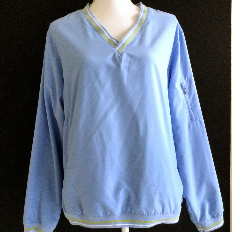 Chaqueta Pullover para Mujer Liz Golf Azul Wind Breaker, Ventilada, Bolsillos Talla L Foto 1 de 4