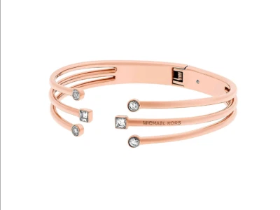 Michael Kors Modern Brilliance Rose Gold Cuff Bracelet Crystals MKJ5992791 + BOX - Image 1 of 4