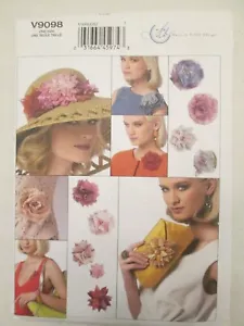 Vogue 9098 Mary Jo Hiney Designs Hat Clutch Purse Sewing Pattern Floral Accents - Picture 1 of 2