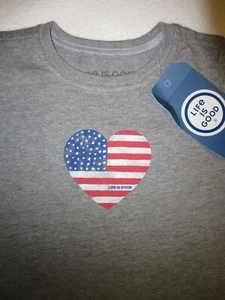 Life is Good Neu mit Etikett Herz Flagge USA Liebe SS T-Shirt Tee Top Mädchen NEU Größe Gr. 3 3T - Bild 1 von 2