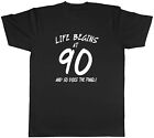 90th Birthday Mens T-Shirt Life Begins at 90 So Does the Panic Tee Gift