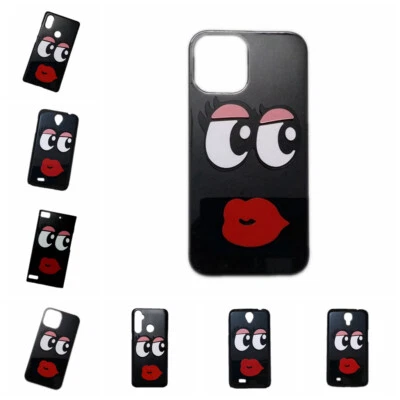 For Phones 3D Cute Lips Eye Black Back Hard Protective Skin Case Cover - Image 1 of 4