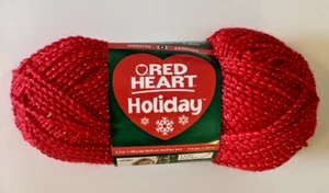 YARN Red Heart Holiday Red-Silver METALIC 215 yards 3.5oz - Picture 1 of 4