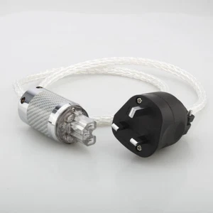 OCC with Silver Plated 8AG Wire UK Plug Power Cable HIFI Audio Power Supply Cord - Picture 1 of 7