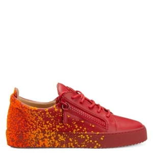 Giuseppe Zanotti Frankie 'Splattered Paint' Red Leather Size 10.5 Men's sneakers - Picture 1 of 4