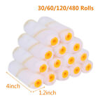 30/60/120/480 Rolls Microfiber 4" Paint Roller Covers Kit 1/2" Nap Strong Absorb