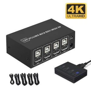 4 Port USB HDMI KVM Switch Box 4K@60Hz 4X1 Umschalter HDCP 2.2 für PC Windows Macs - Bild 1 von 12