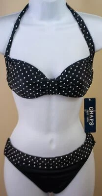 Top o parte inferior de bikini Chaps para damas negro blanco a lunares precio de venta sugerido por el fabricante $44 Foto 1 de 2