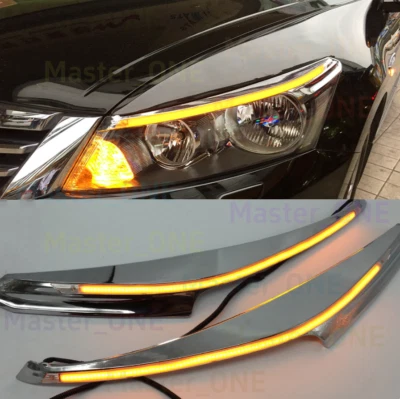 Fit For 2008-12 Honda Accord Headlight eyebrow LED DRL Flowing Light Turn Signal - Image 1 of 4