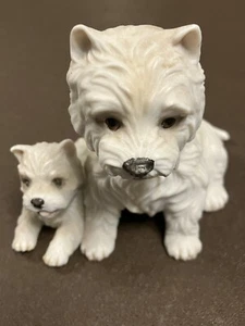 Royal Osborne Hand Painted Porcelain Westie Dog Figurine, Mother and Puppy - Picture 1 of 4