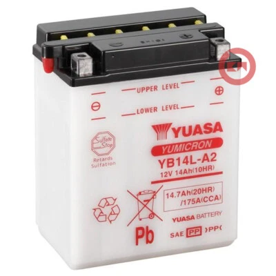BATTERIA YUASA YB14L-A2 12V 14Ah APRILIA Pegaso-Cube-ie 650 1990 1991 1992 1993 Foto 1 de 3