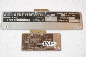 Placa de señalización ferroviaria Westinghouse freno y Saxby relé de paletas de 2 elementos G3 x2 - Imagen 1 de 6