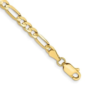 10k Yellow Gold 4mm Concave Open Figaro Chain Ankle Bracelet - Picture 1 of 3